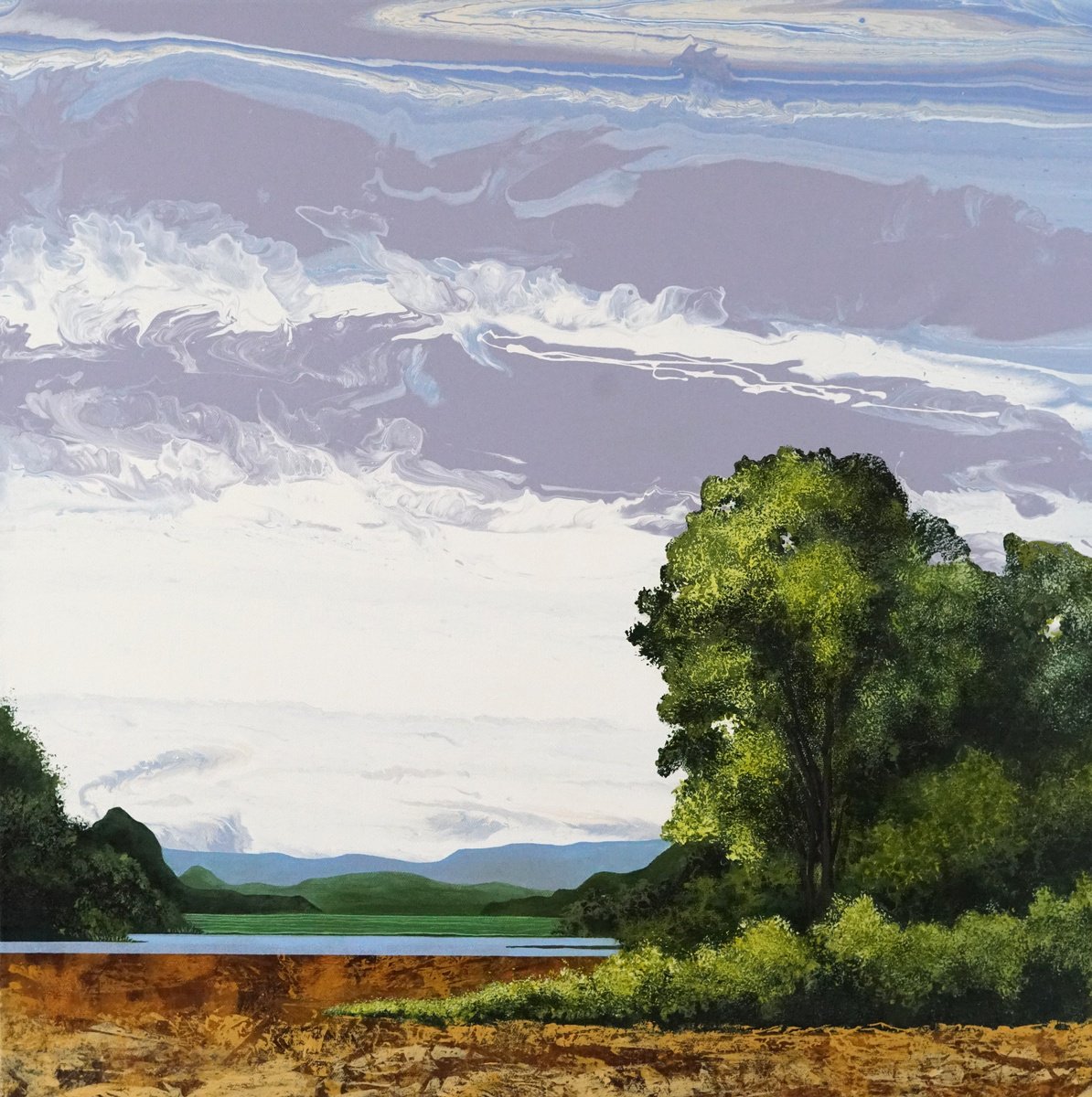 Impressionistic Landscape Acrylic Painting By Vera Hoi, 31 X 31", "Harmony In Change", Original Artwork