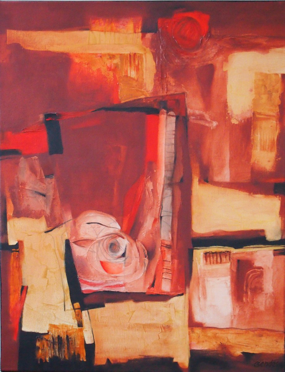 Abstract Oil Painting By Csaba Csendes, 23 X 30, The Seventh Gate, Original Artwork