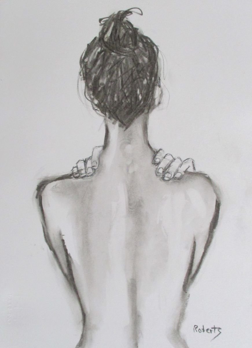 Impressionistic Portrait Charcoal Drawing By Rosalind Roberts, 9 X 13", Charcoal Drawing 26081, Original Artwork