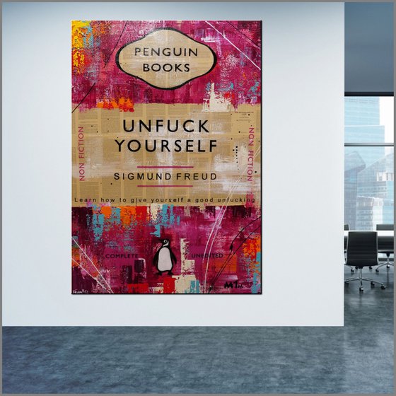 The Psychology of Unfucking 140cm x 100cm Book Page Urban Pop Art