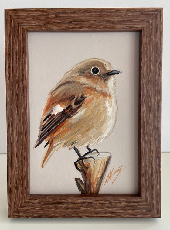 Bird painting mini art framed 11x15 cute mini art