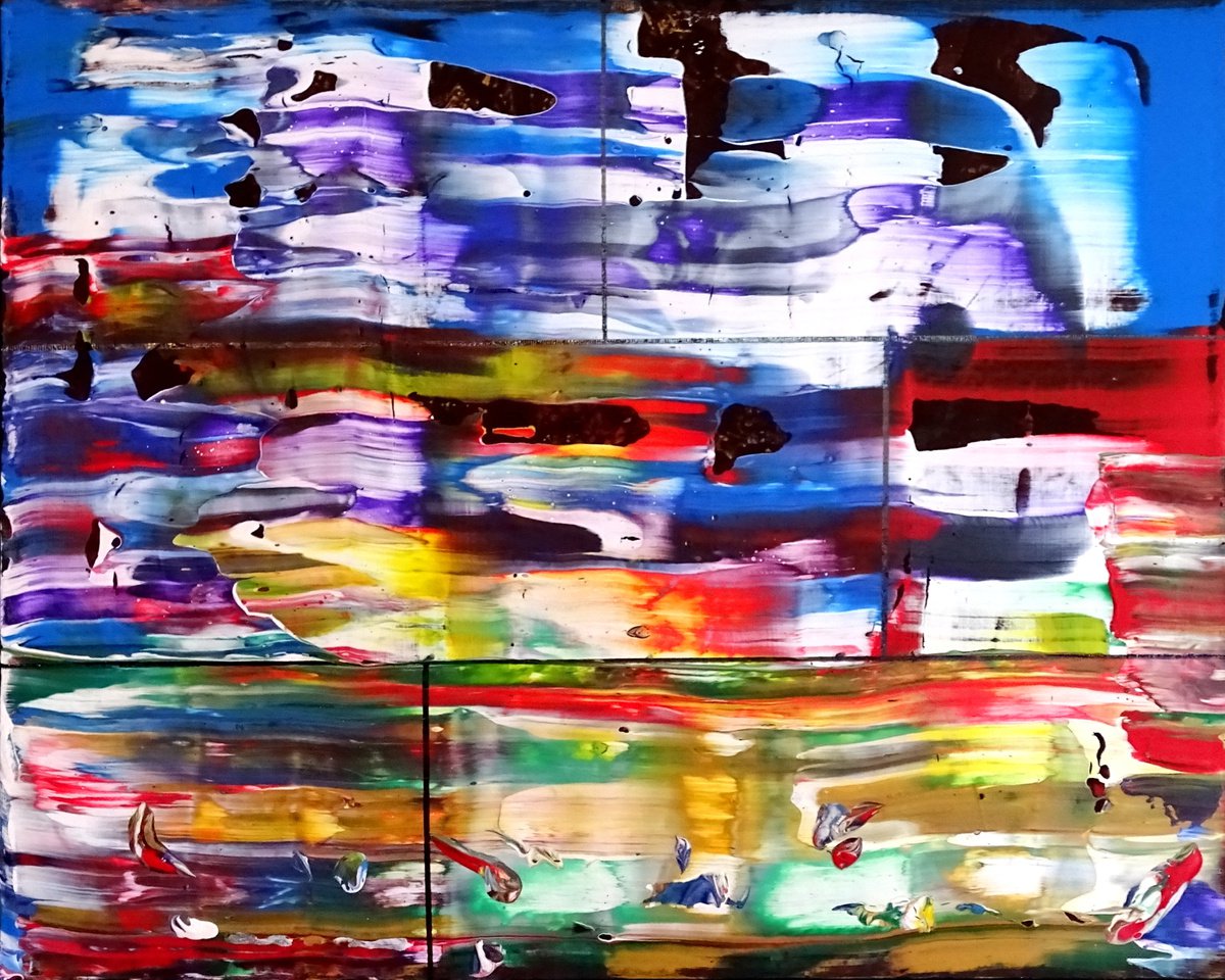 Abstract Landscape Acrylic Painting By Cb., 22 X 18, Summer Landscape, Original Artwork