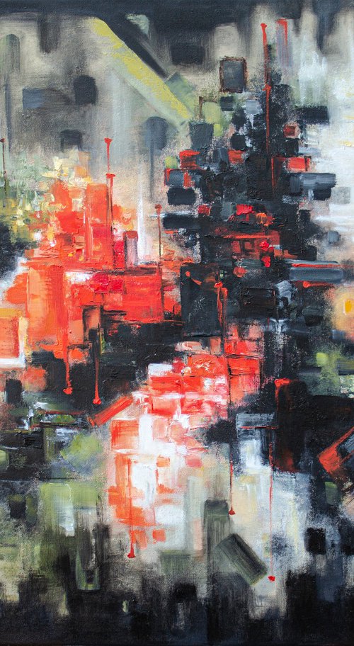 Big size abstract oil painting Good Vibes by Mila Moroko