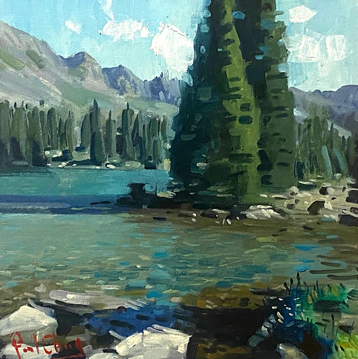Impressionistic Landscape Oil Painting By Paul Cheng, 12 X 12", Yosemite Np #4, Original Artwork