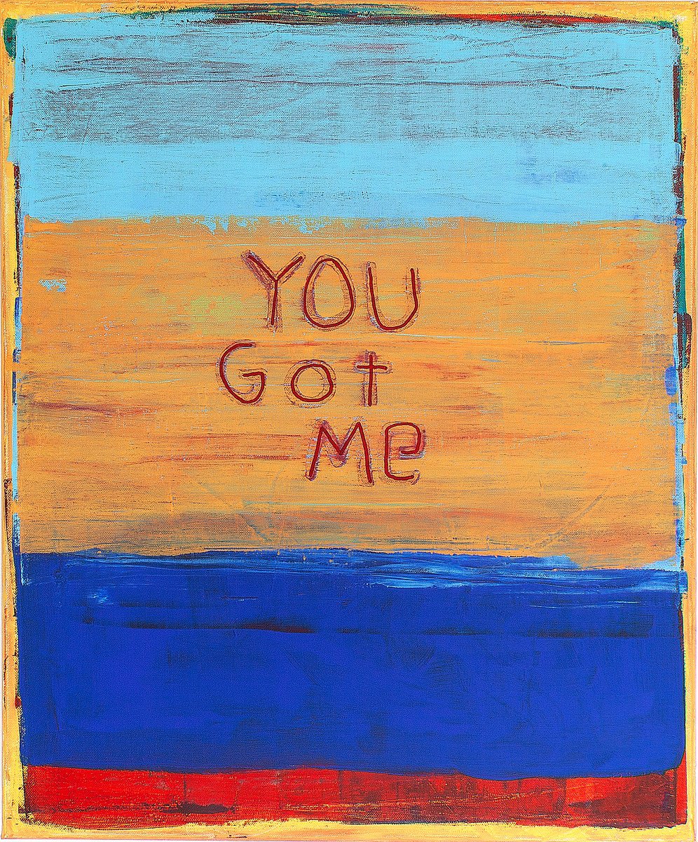 Typographic Abstract Acrylic Painting By Tommy Lennartsson, 20 X 24", You Got Me, Original Artwork