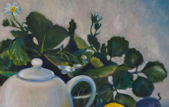 Still Life With Strawberry Flowers