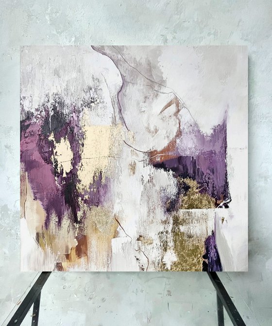 "Pink Sobriety" Abstract purple gold wall art