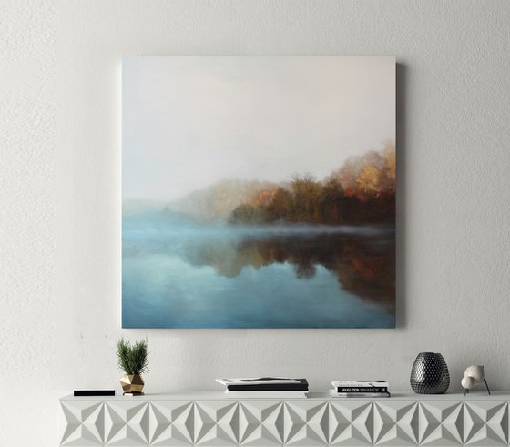 " Morning fog " River neutral oil art