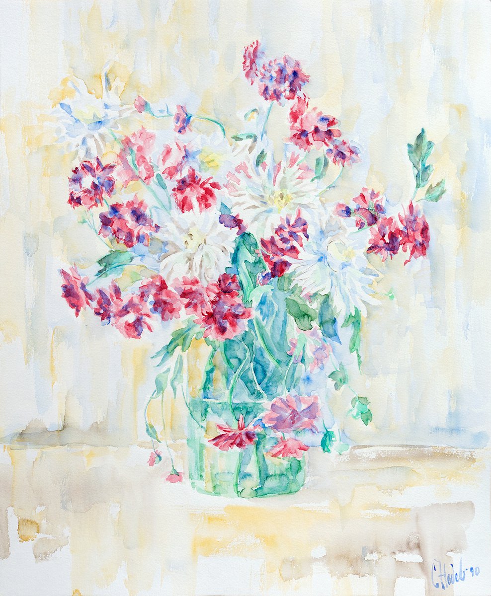 Flowers in a Glass Vase 2 by Slav Nedev