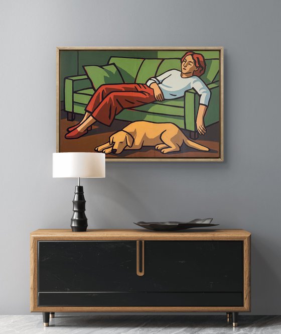 Woman and Dog After Work