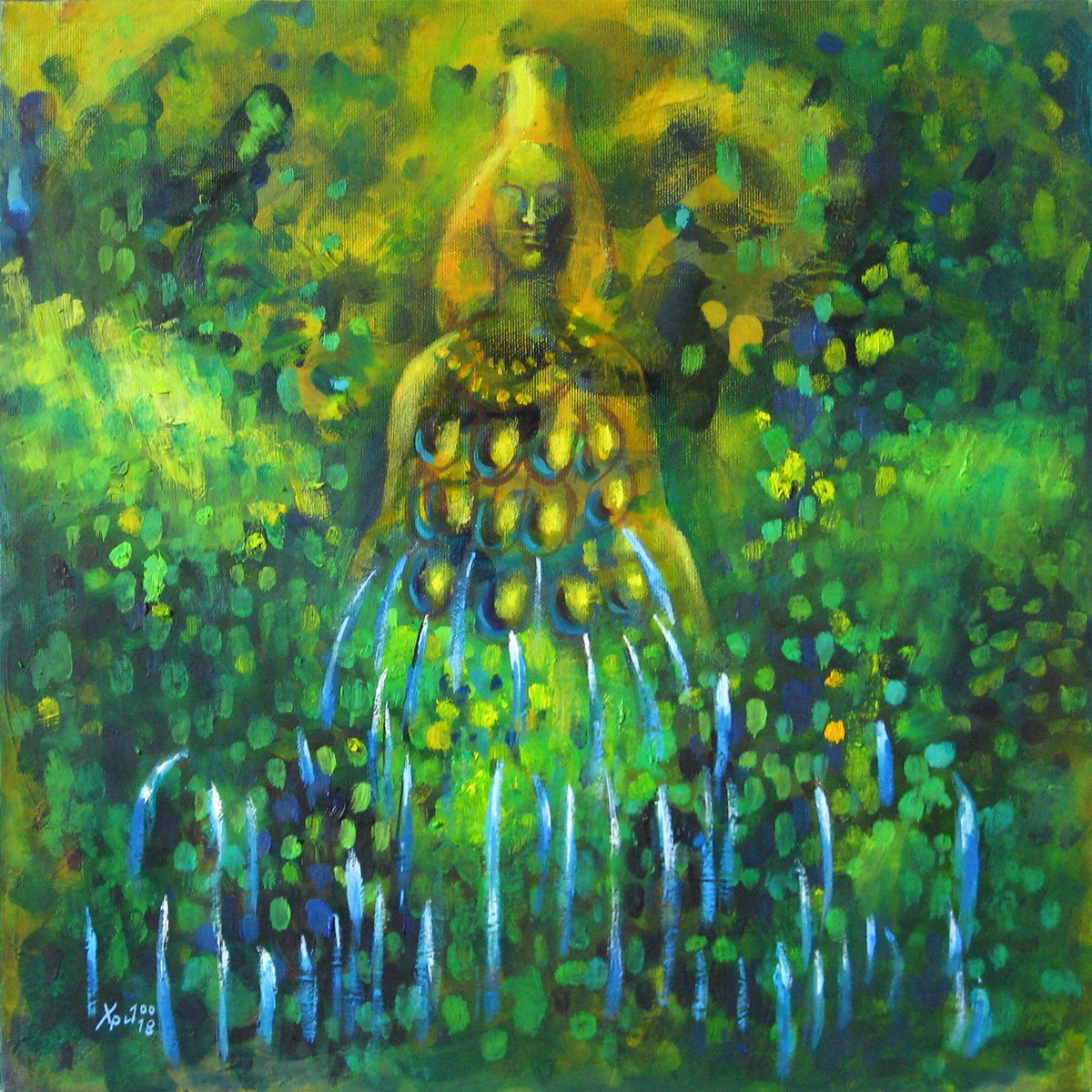 Impressionistic Landscape Oil Painting By Hristo Hristov, 17 X 17, Mother Nature, Original Artwork