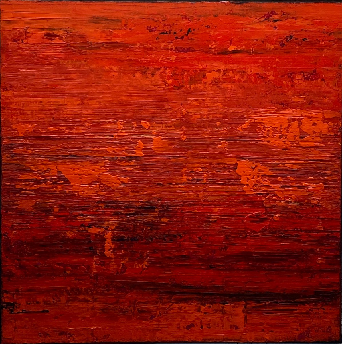 Red Hot Lava 1 (Textured abstract art - Ready to hang) by Klara Gunnlaugsdottir