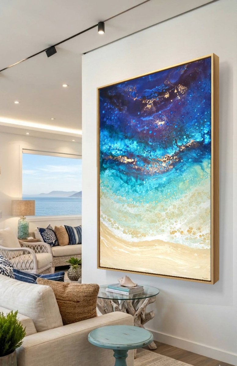 Apeirantho Blue By Eleni Denart, 35 X 59, Artwork For Sale On Artfinder