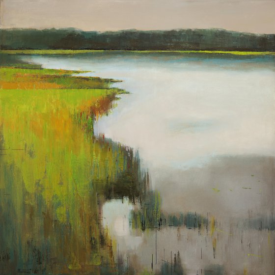 Grassy Waters Lake 30x30" 76x76cm Oil by Bo Kravchenko