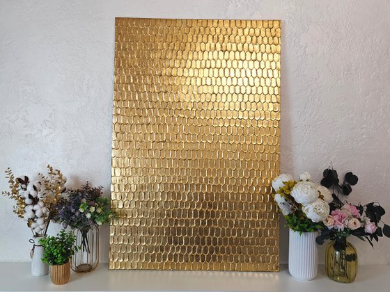 Golden textured painting