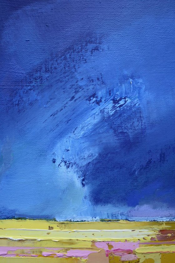 'Blue Horizon Line' Landscape, Blue Sky, field, Summer Impressionist Study
