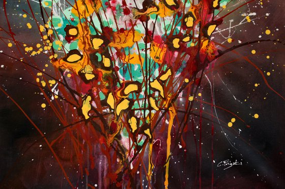 Folie Des Fleurs #4 - Extra large original abstract floral landscape