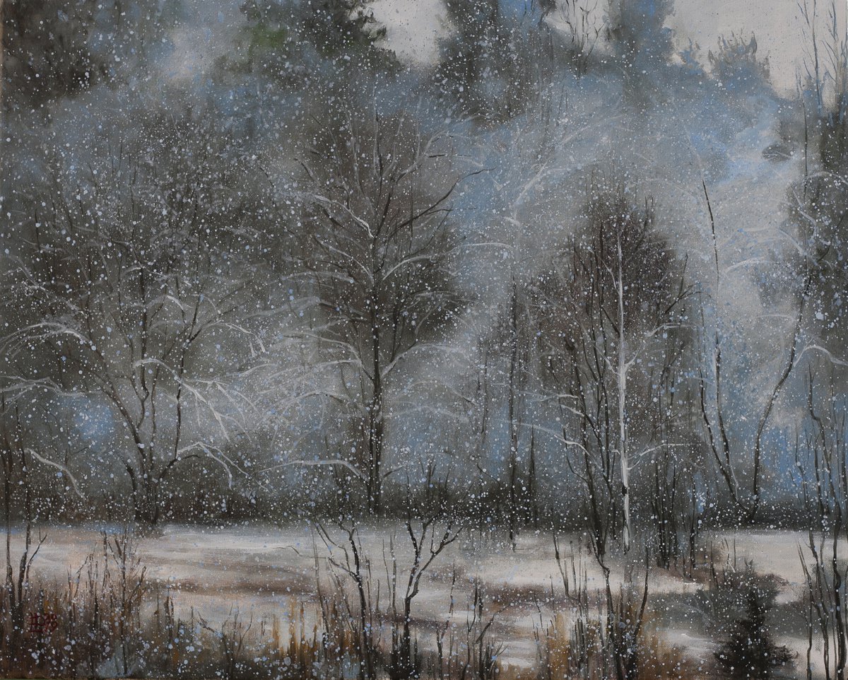 Snowfall In The Forest by Liudmila Pisliakova