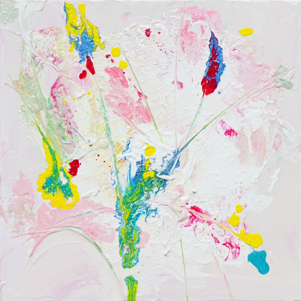 Organic Abstract Acrylic Painting By Jelena B, 12 X 12, One More Flower 12X12N;30X30Cm, Original Artwork