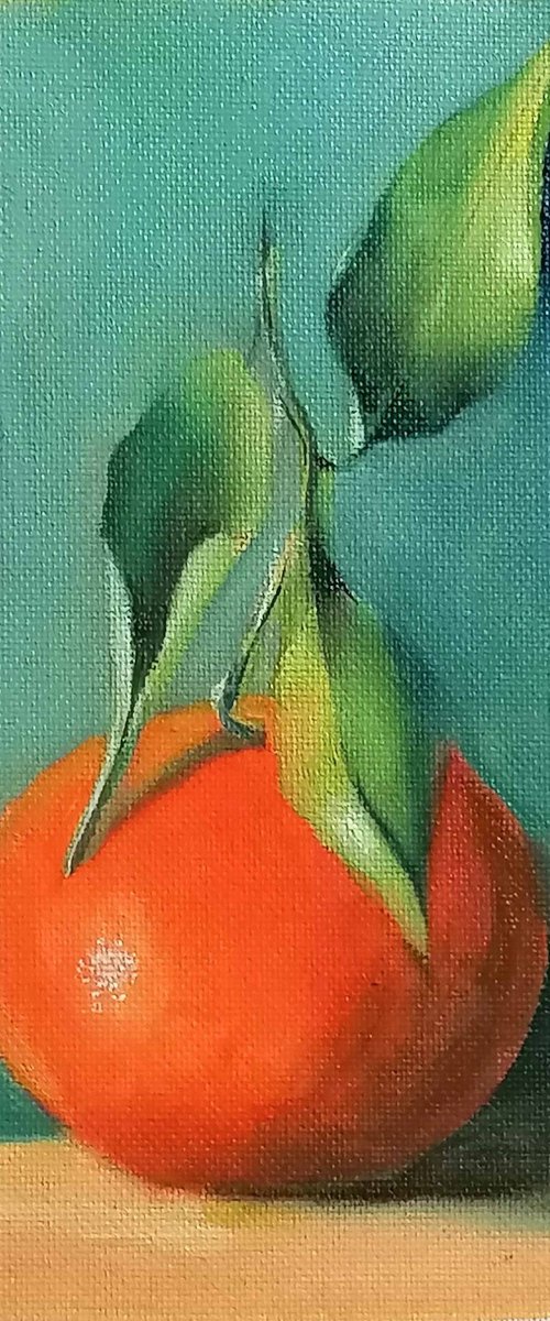 An Orange, still life painting by Susana Z. Harris