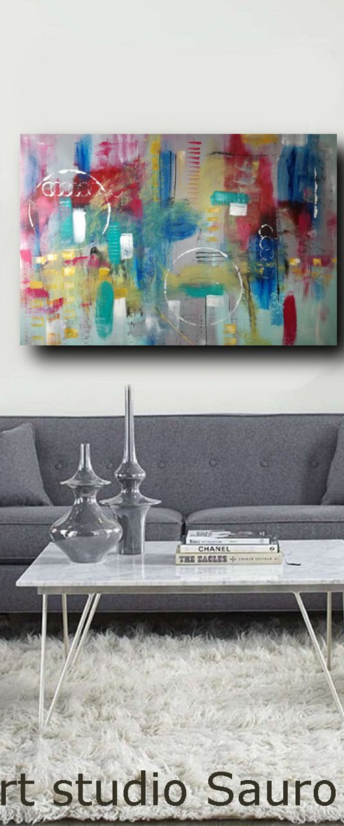 large paintings for living room/extra large painting/abstract Wall Art/original painting/painting on canvas 120x80-title-c355 by Sauro Bos