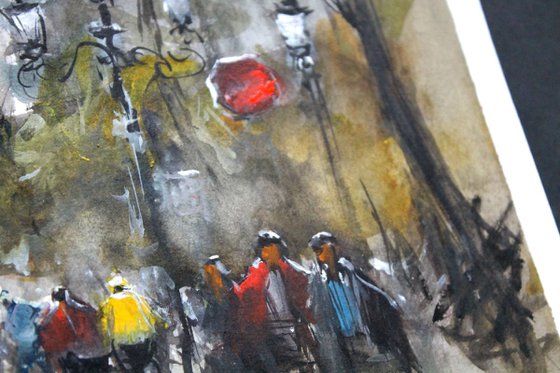 Raining at Arc de Triomphe