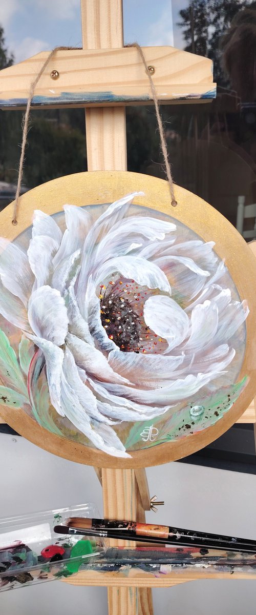 "Transparent Peony and Dewdrop" Original. by Elena Pertceva