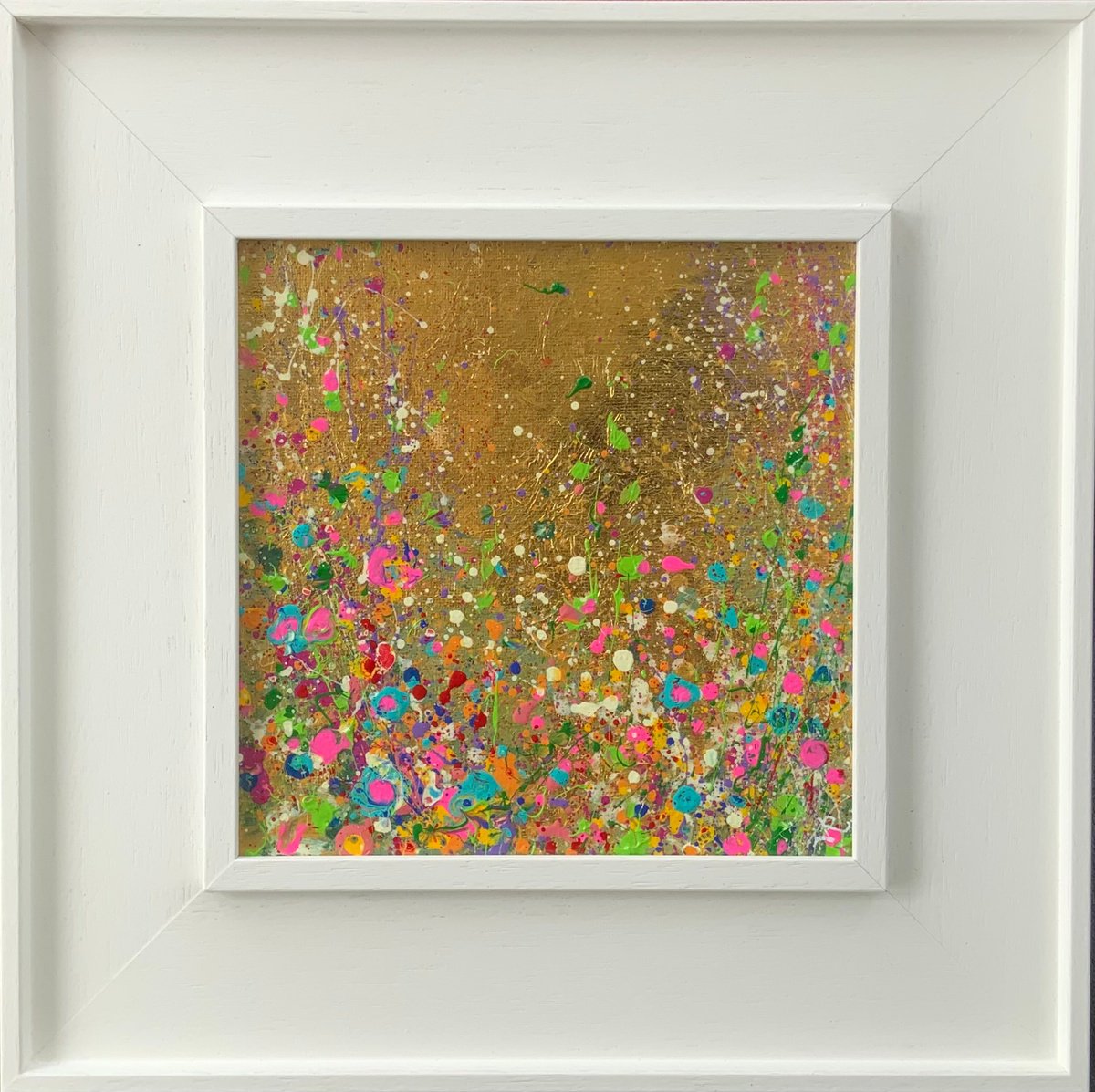 Organic Botanical Acrylic Painting By Jan Rogers, 16 X 16, Golden Meadow Ii, Original Artwork