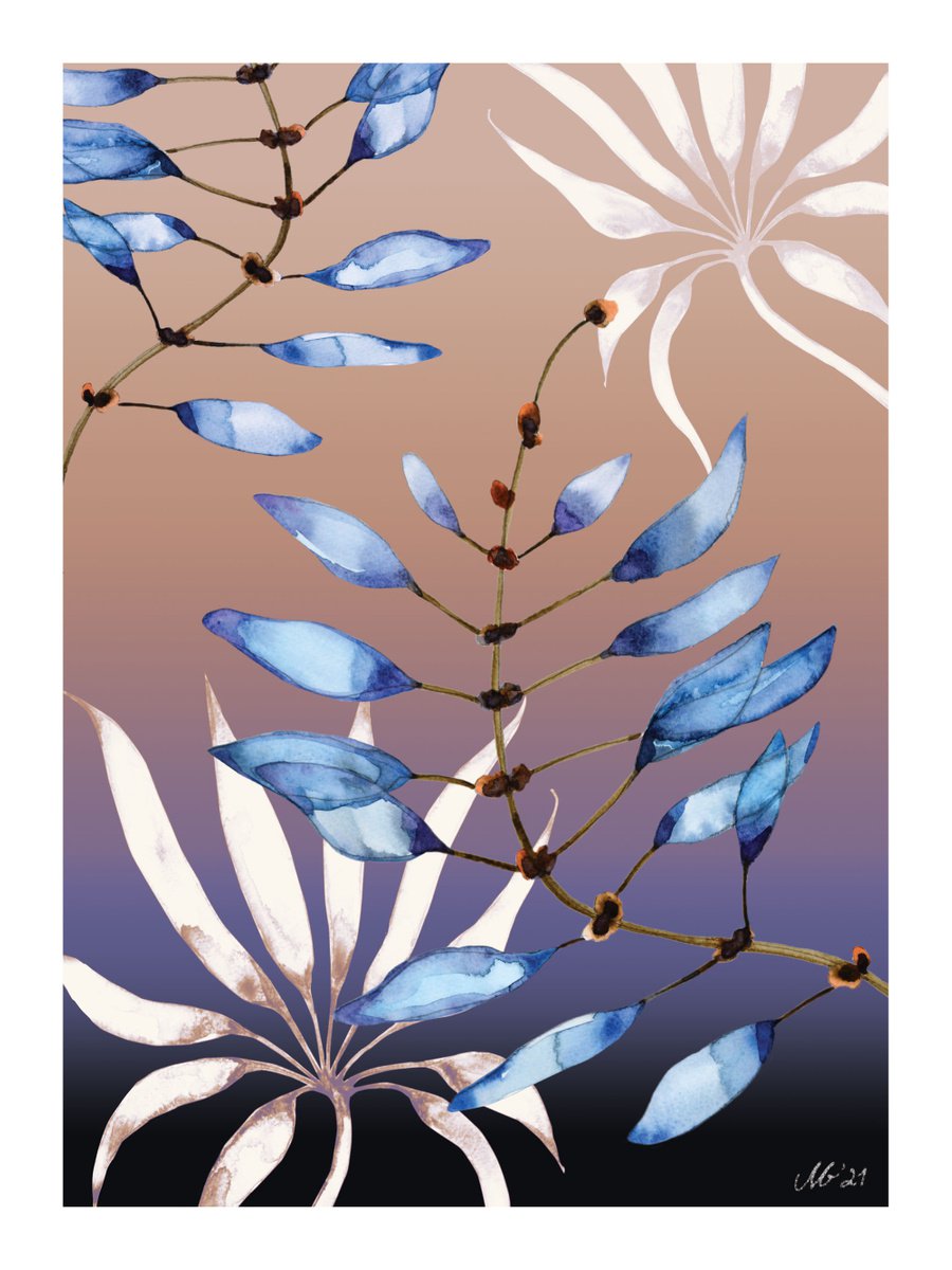 Illustrative Botanical Giclee Print By Milena Gaytandzhieva, 12 X 16", Flora 4, Original Artwork