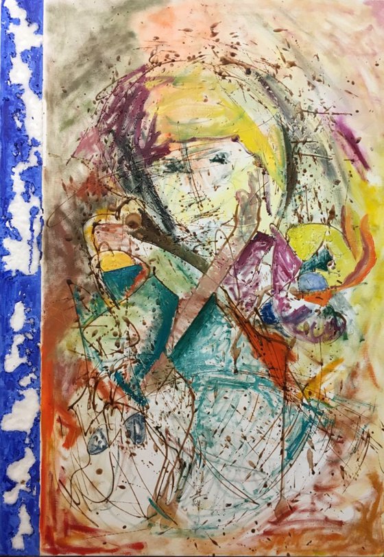 Contemporary art Abstract Painting Woman in scarf unique technique art of painting Shipping Free Artfinder Top Art