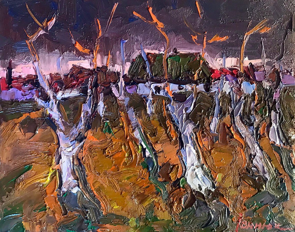 Impressionistic Landscape Oil Painting By Kalenyuk Alex, 10 X 8", Evening Night, Original Artwork