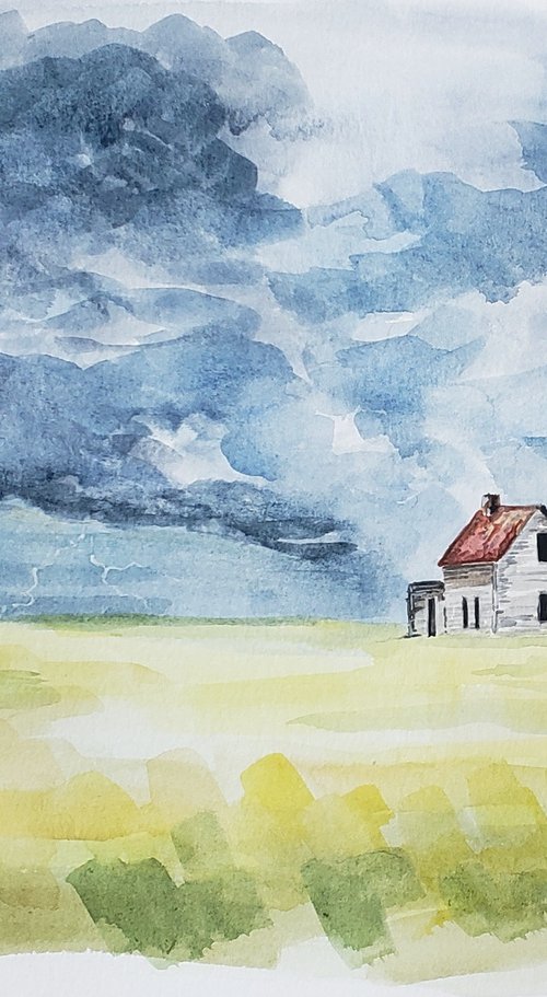 "Echoes of a Prairie Storm" - Landscape - Thunderstorm by Katrina Case