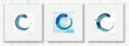 Enso Serenity Collection 1 - 3 Enso Paintings by Kathy Morton Stanion