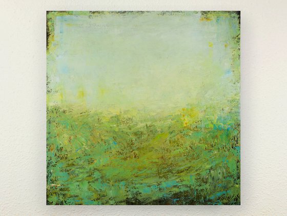 Emerald And Turquoise 210209, colorful abstract green field