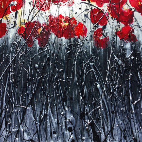 Poppies Silver & Grey