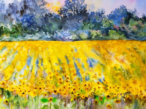 Landscape with sunflowers