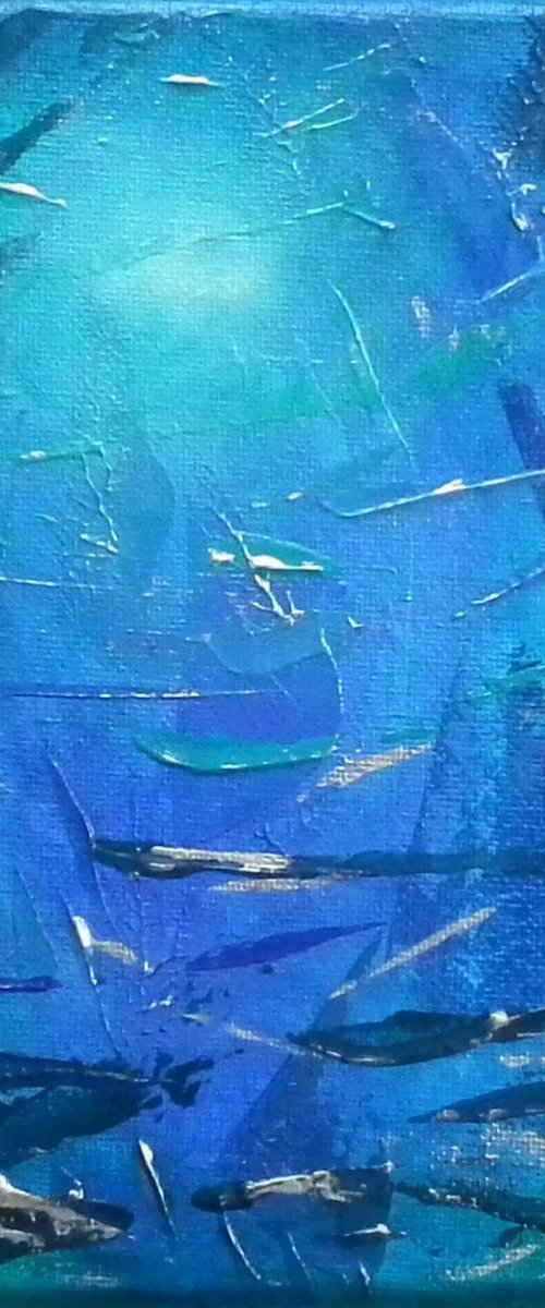 Blue and Silver Abstract - A Little Piece of Ocean by Lisa Mann