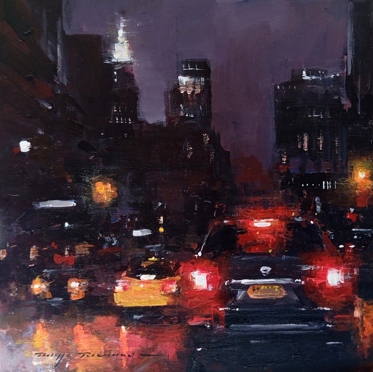 Impressionistic Painting , Nyc N°2344 By Philippe Perennou, 8 X 8, Artwork For Sale On Artfinder