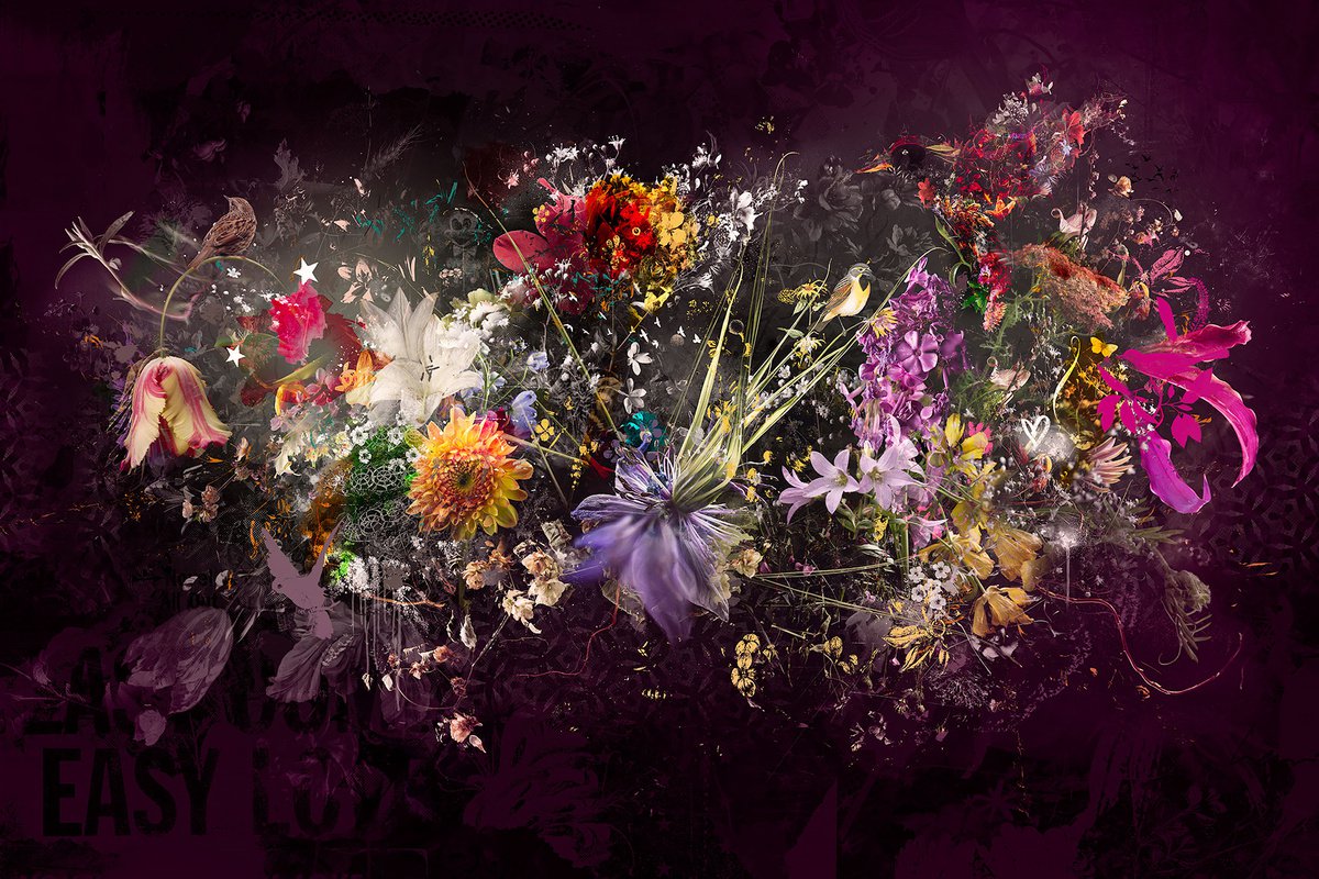 Botanical Painting By Teis Albers, 59 X 39", Mesmerized, Original Artwork