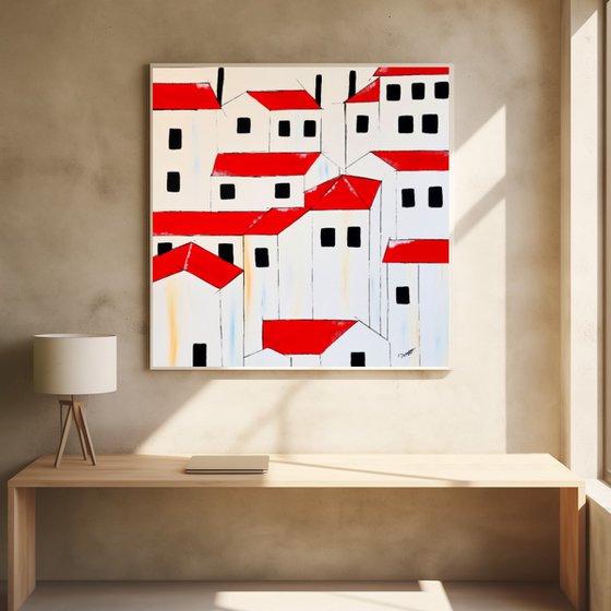 Acrylic - Red roofs