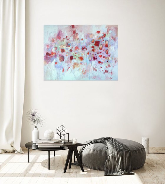 Puisque je t’aime - Original acrylic abstract on canvas - Ready to hang