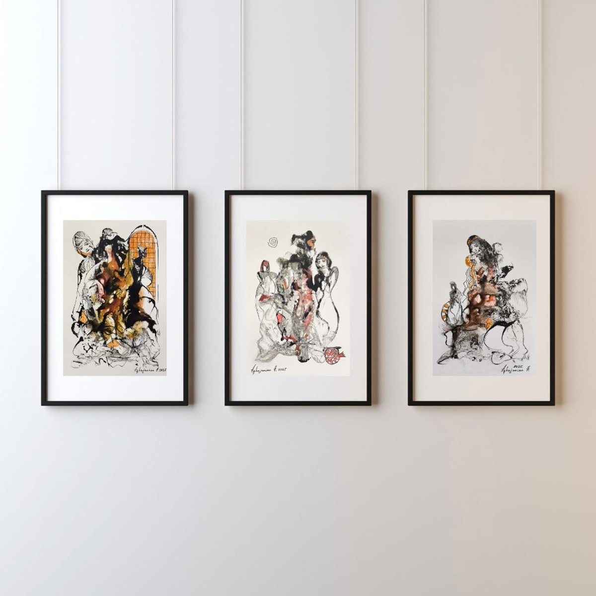 Abstract Portrait Oil Painting By Harutyun Aghajanyan, 25 X 11, Echoes Of The Unspoken, Original Artwork