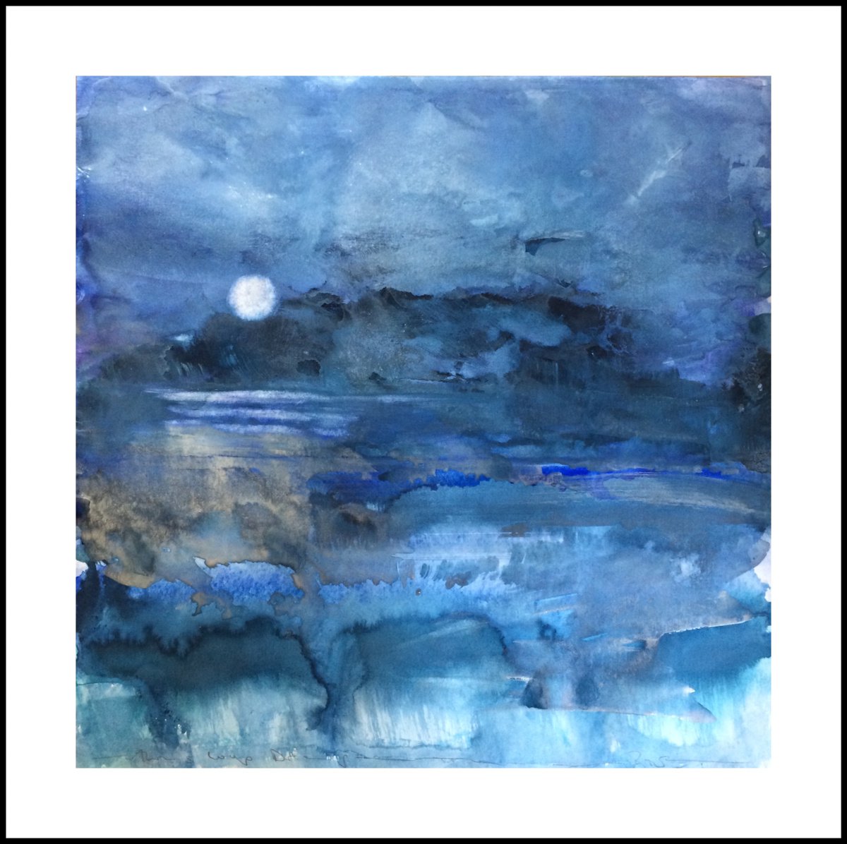 Blue Moon - Landscape Seascape Watercolor by Gesa Reuter