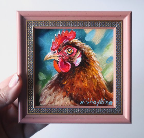 Chicken Painting Framed