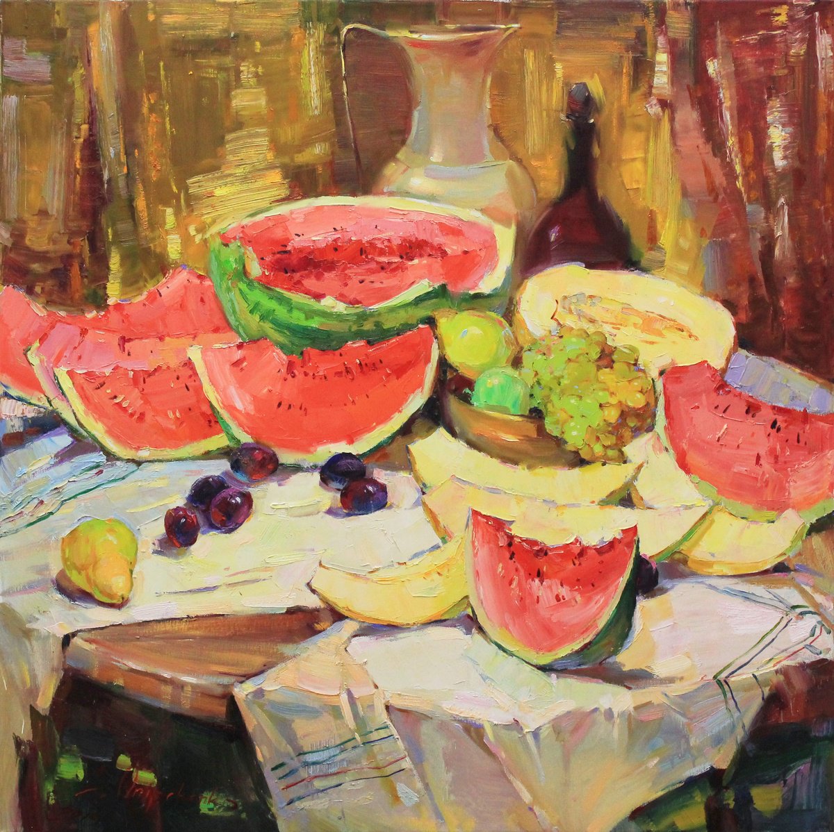 Still life with watermelon by Alisa Onipchenko-Cherniakovska