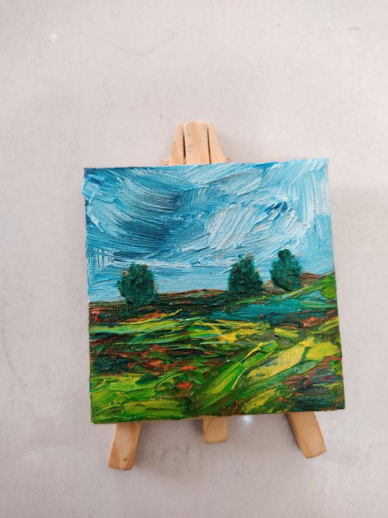 A Beautiful Derbyshire - oil painting on mini canvas permanently attached to the easel- landscape painting- impressionistic