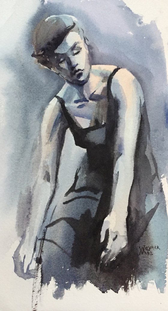 Dancing woman. Modern dance, original watercolor.