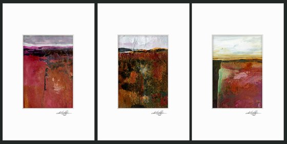 Mystical Land Collection 13 - 3 Textural Landscape Paintings by Kathy Morton Stanion
