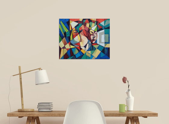Cubism - Look (40x50cm, cubism, oil painting, ready to hang)