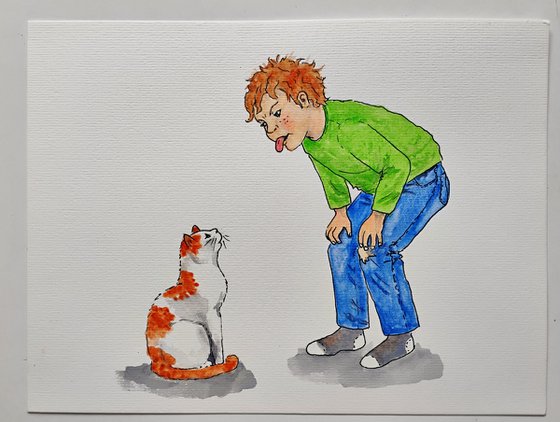Cat and it's boy
